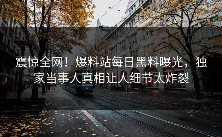 震惊全网！爆料站每日黑料曝光，独家当事人真相让人细节太炸裂