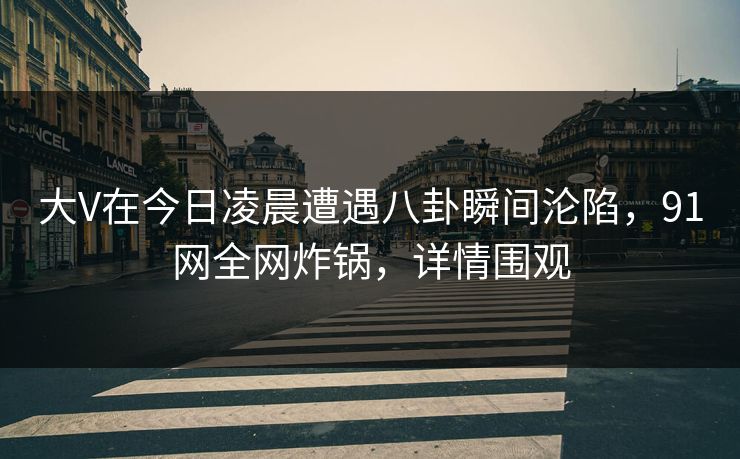 大V在今日凌晨遭遇八卦瞬间沦陷，91网全网炸锅，详情围观