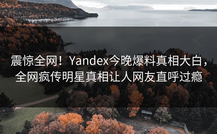震惊全网！Yandex今晚爆料真相大白，全网疯传明星真相让人网友直呼过瘾