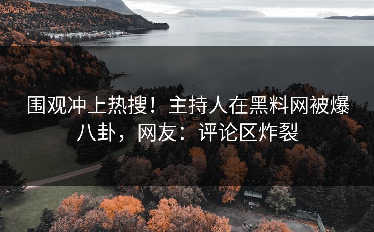 围观冲上热搜！主持人在黑料网被爆八卦，网友：评论区炸裂