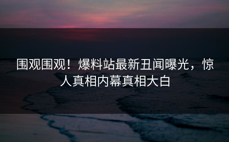 围观围观！爆料站最新丑闻曝光，惊人真相内幕真相大白