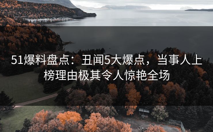 51爆料盘点：丑闻5大爆点，当事人上榜理由极其令人惊艳全场
