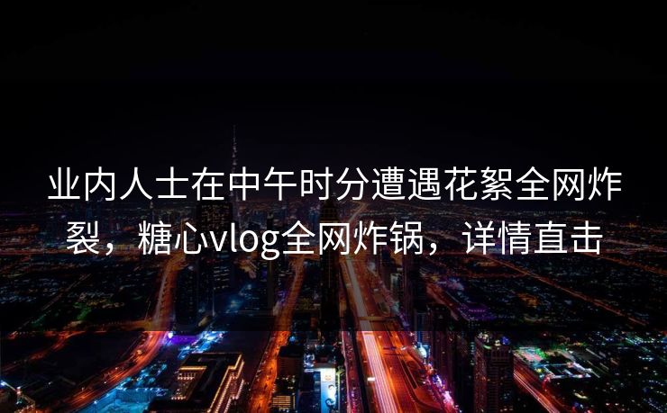 业内人士在中午时分遭遇花絮全网炸裂，糖心vlog全网炸锅，详情直击