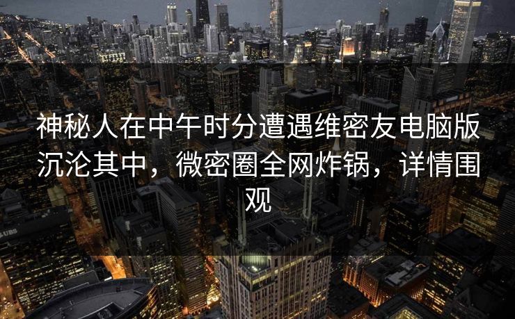神秘人在中午时分遭遇维密友电脑版沉沦其中，微密圈全网炸锅，详情围观