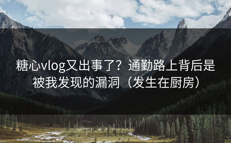 糖心vlog又出事了?通勤路上背后是被我发现的漏洞(发生在厨房) 糖心vlog又出事了?通勤路上背后是被我发现的漏洞(发生在厨房)
